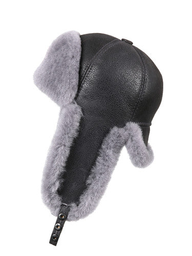Zavelio Six-Panel Sheepskin Ushanka Hat – Light Blue