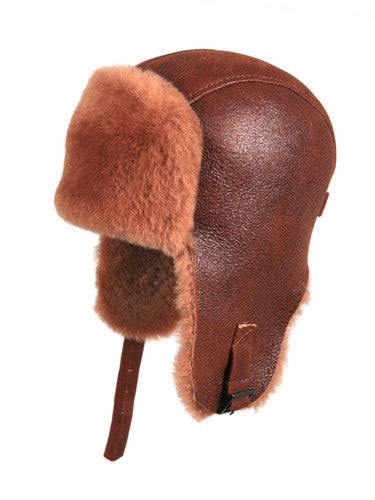 Zavelio Sheepskin Pilot Hat – Peach Brown