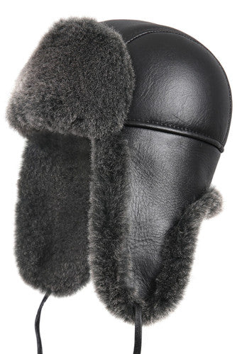 Zavelio Genuine Sheepskin Aviator Hat – Black