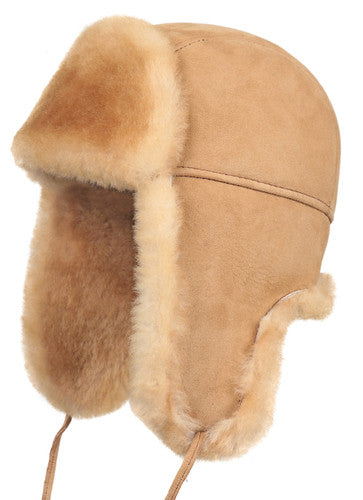 Zavelio Genuine Sheepskin Aviator Hat – Tan