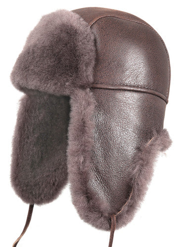 Zavelio Genuine Sheepskin Aviator Hat – Taupe Brown