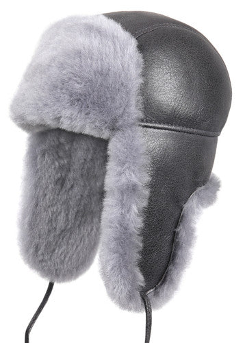 Zavelio Genuine Sheepskin Aviator Hat – Light Blue