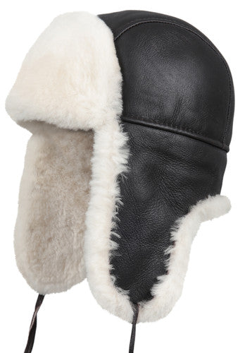 Zavelio Genuine Sheepskin Aviator Hat – Brown/Beige