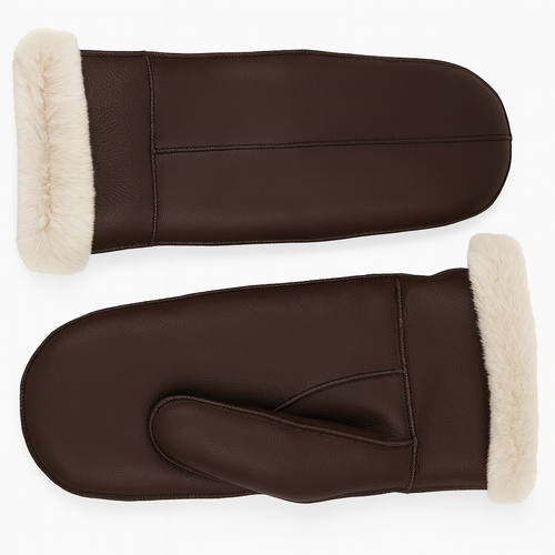 Zavelio Women's Sheepskin Mittens – Brown/Beige