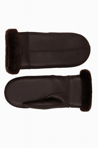 Zavelio Women's Sheepskin Mittens – Brown