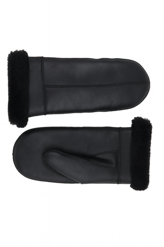 Zavelio Women's Sheepskin Mittens – Solid Black