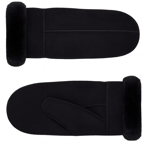 Zavelio Women's Sheepskin Mittens – Black Suede