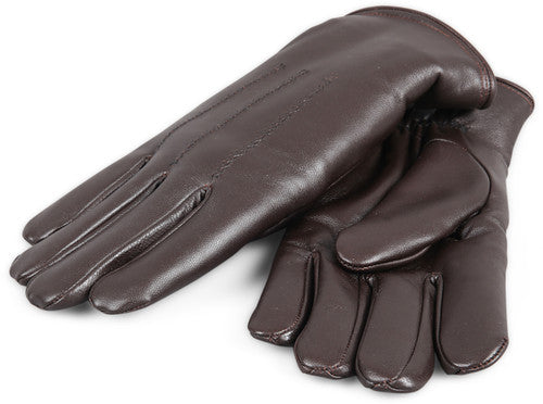 Zavelio Men's Shearling-Lined Leather Gloves – Brown