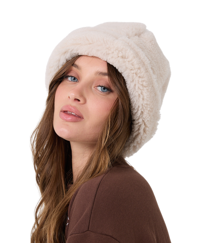 Zavelio Curly Sheepskin Bucket Hat – Cream Curly