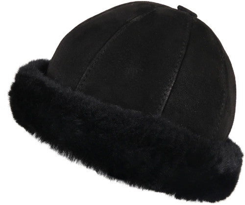 Zavelio Women's Sheepskin Bucket Hat – Black Suede