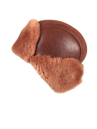 Zavelio Sheepskin Pilot Hat – Peach Brown