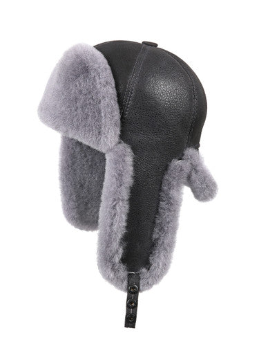 Zavelio Six-Panel Sheepskin Ushanka Hat – Light Blue