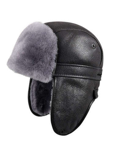 Zavelio Sheepskin Biker Trapper Hat – Light Blue
