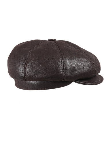 Zavelio Men's Eight-Panel Sheepskin Ivy Cap – Brown