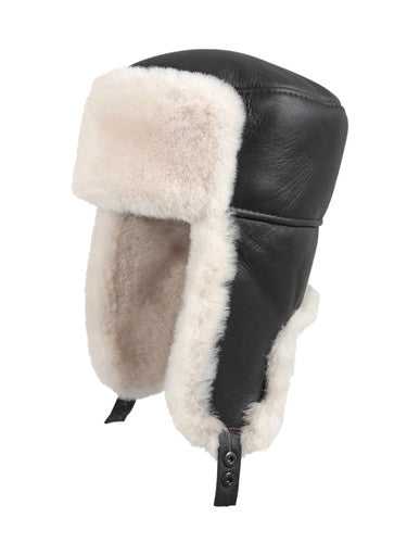 Zavelio Sheepskin Ushanka Hat – Brown/Beige