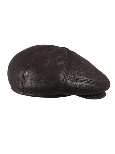 Zavelio Men's Five-Panel Sheepskin Ivy Cap – Brown