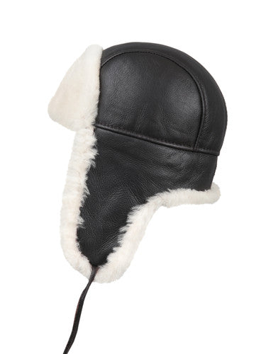 Zavelio Genuine Sheepskin Aviator Hat – Brown/Beige
