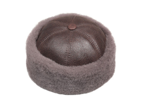 Zavelio Bonnet en peau de mouton – marron taupe