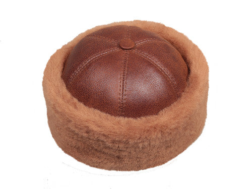 Zavelio Bonnet en peau de mouton – marron pêche