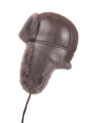 Zavelio Genuine Sheepskin Aviator Hat – Taupe Brown