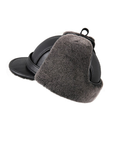 Zavelio Sheepskin Visor Hat – Black