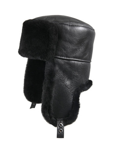 Zavelio Sheepskin Ushanka Hat – Solid Black