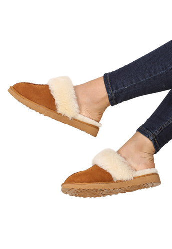 Zavelio Women's Sheepskin Slippers – Chestnut
