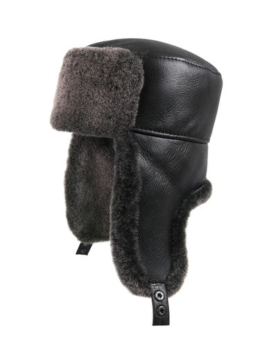 Zavelio Sheepskin Ushanka Hat – Black