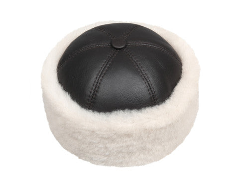 Zavelio Bonnet en peau de mouton – marron/beige