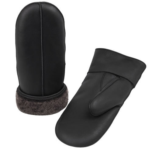 Zavelio Moufles homme en peau de mouton – noir
