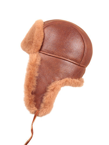 Zavelio Genuine Sheepskin Aviator Hat – Peach Brown