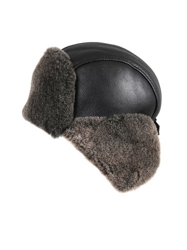 Zavelio Sheepskin Pilot Hat – Black