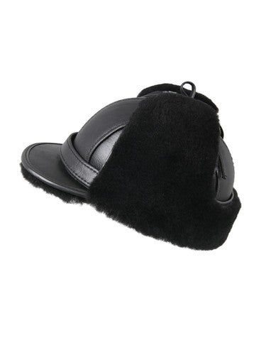 Zavelio Sheepskin Visor Hat – Solid Black