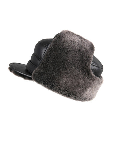 Zavelio Sheepskin Elmer Fudd Visor Hat – Black