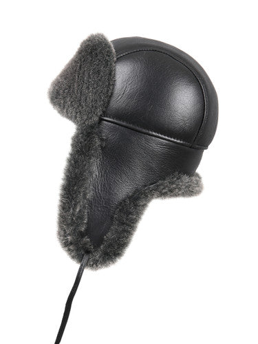 Zavelio Genuine Sheepskin Aviator Hat – Black