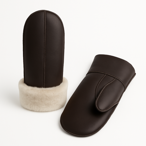 Zavelio Women's Sheepskin Mittens – Brown/Beige