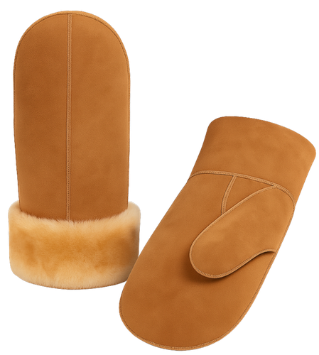 Zavelio Women's Sheepskin Mittens – Tan