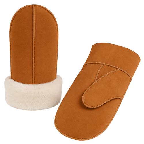 Zavelio Women's Sheepskin Mittens – Cognac