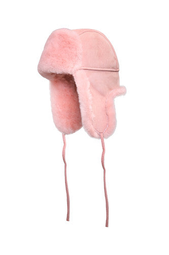 Zavelio Genuine Sheepskin Aviator Hat – Pink