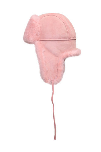 Zavelio Genuine Sheepskin Aviator Hat – Pink