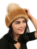 Zavelio Women's Sheepskin Pom-Pom Hat – Tan