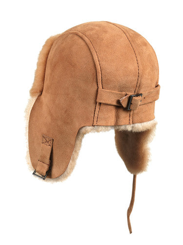 Zavelio Sheepskin Pilot Hat – Tan