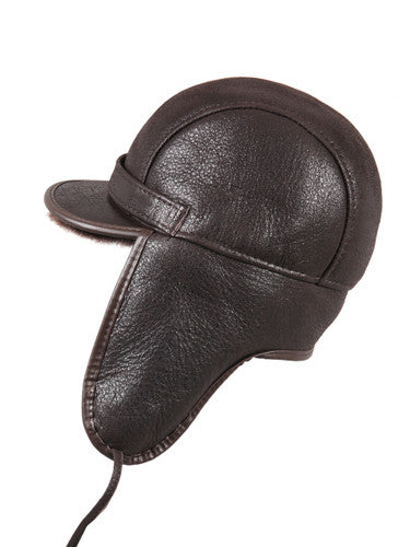 Zavelio Sheepskin Visor Hat – Brown