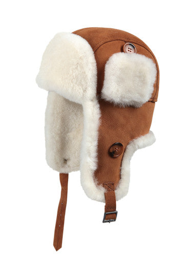Zavelio Women's Sheepskin Aviator Hat – Cognac