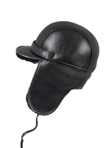 Zavelio Sheepskin Visor Hat – Solid Black