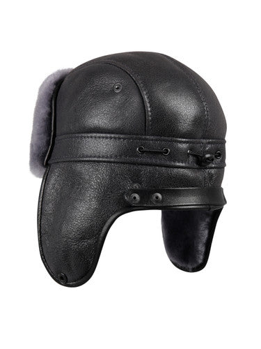 Zavelio Sheepskin Biker Trapper Hat – Light Blue
