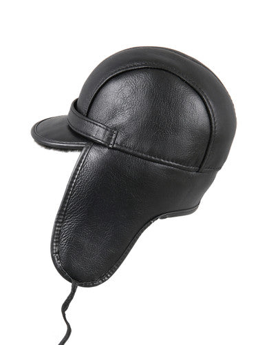 Zavelio Sheepskin Visor Hat – Black