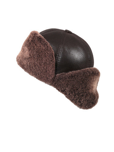 Zavelio Six-Panel Sheepskin Ushanka Hat – Brown