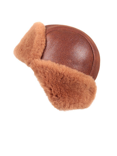 Zavelio Genuine Sheepskin Aviator Hat – Peach Brown