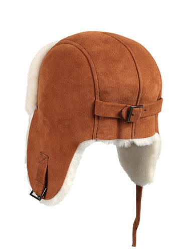 Zavelio Sheepskin Pilot Hat – Cognac